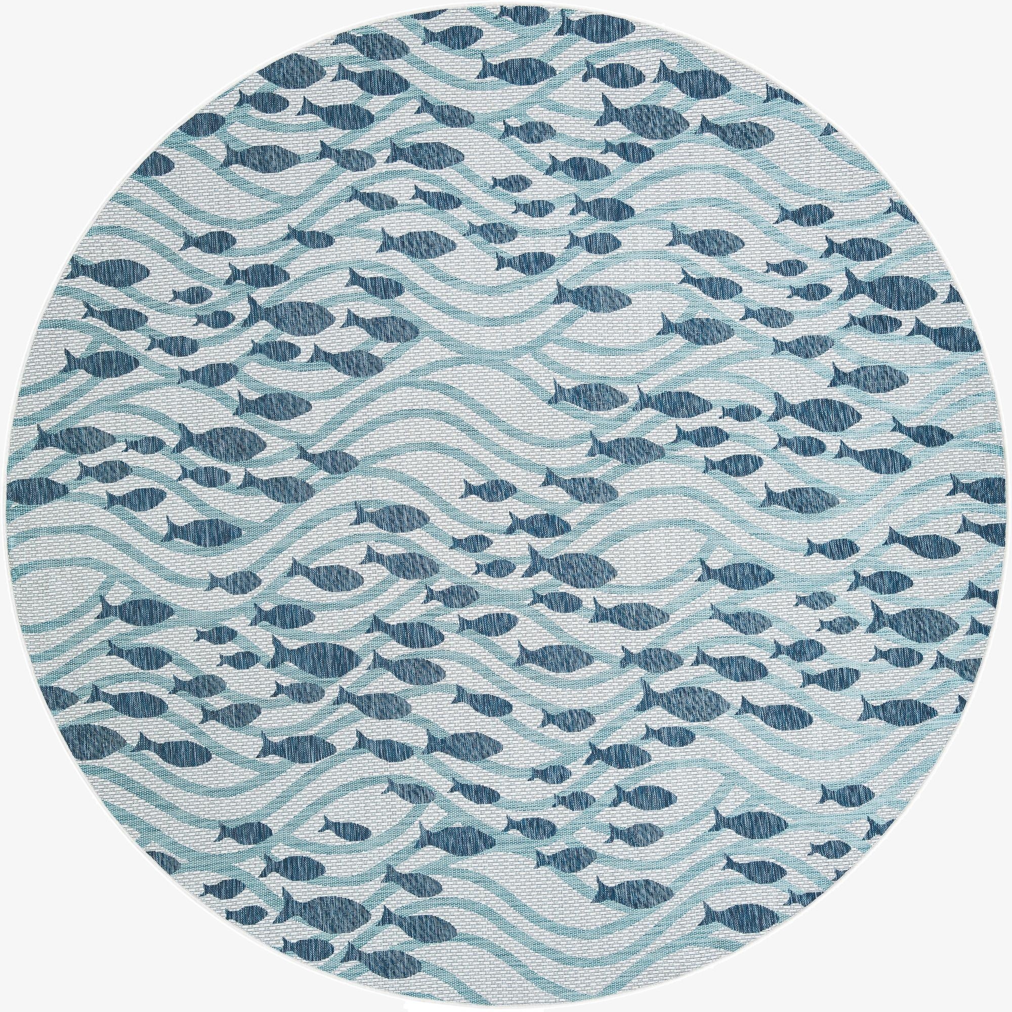  10' x 10'  Washable Coastal Indoor / Outdoor Round Rug