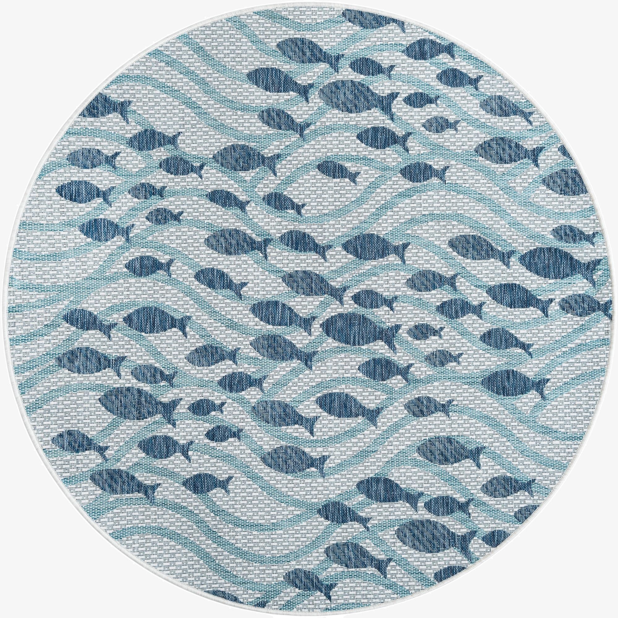  5' 3 x 5' 3  Washable Coastal Indoor / Outdoor Round Rug
