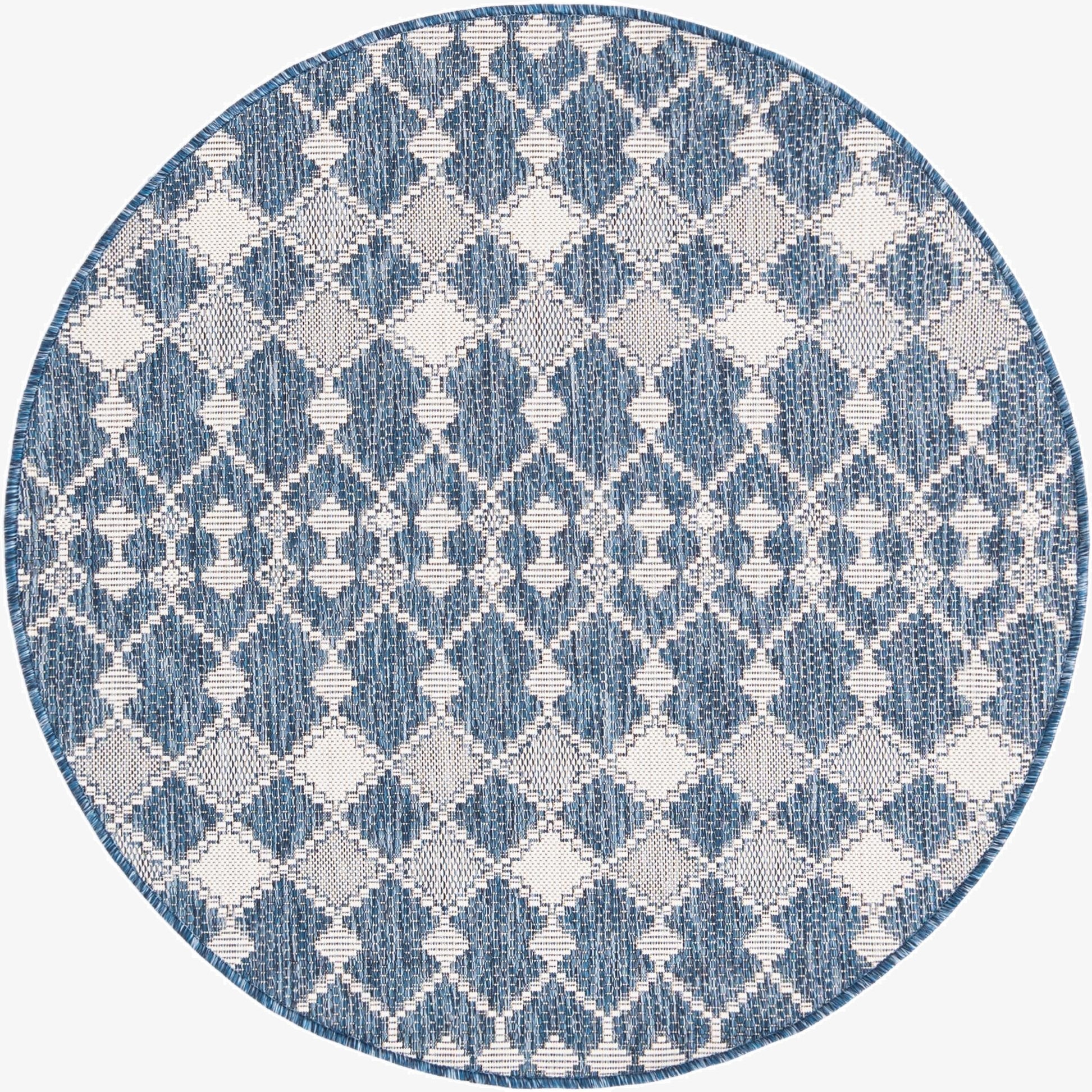  4' x 4'  Washable Lattice Indoor / Outdoor Round Rug