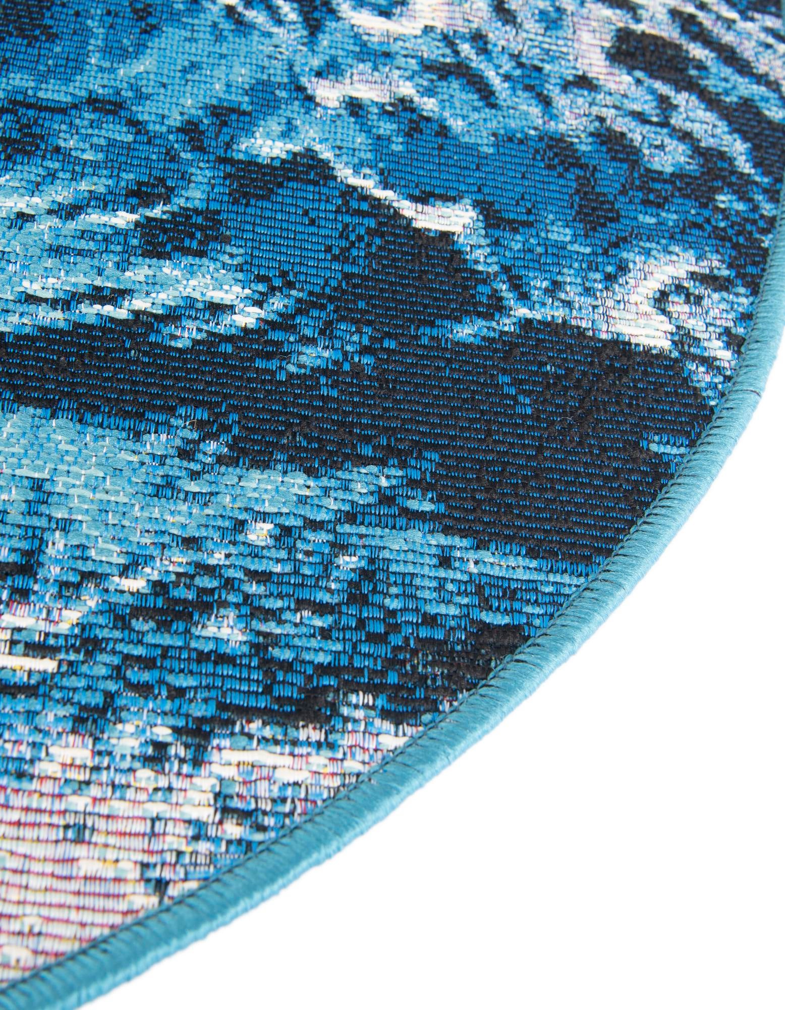 Blue 4' 1 x 4' 1 Modern Indoor / Outdoor Round Rug | Rugs.com