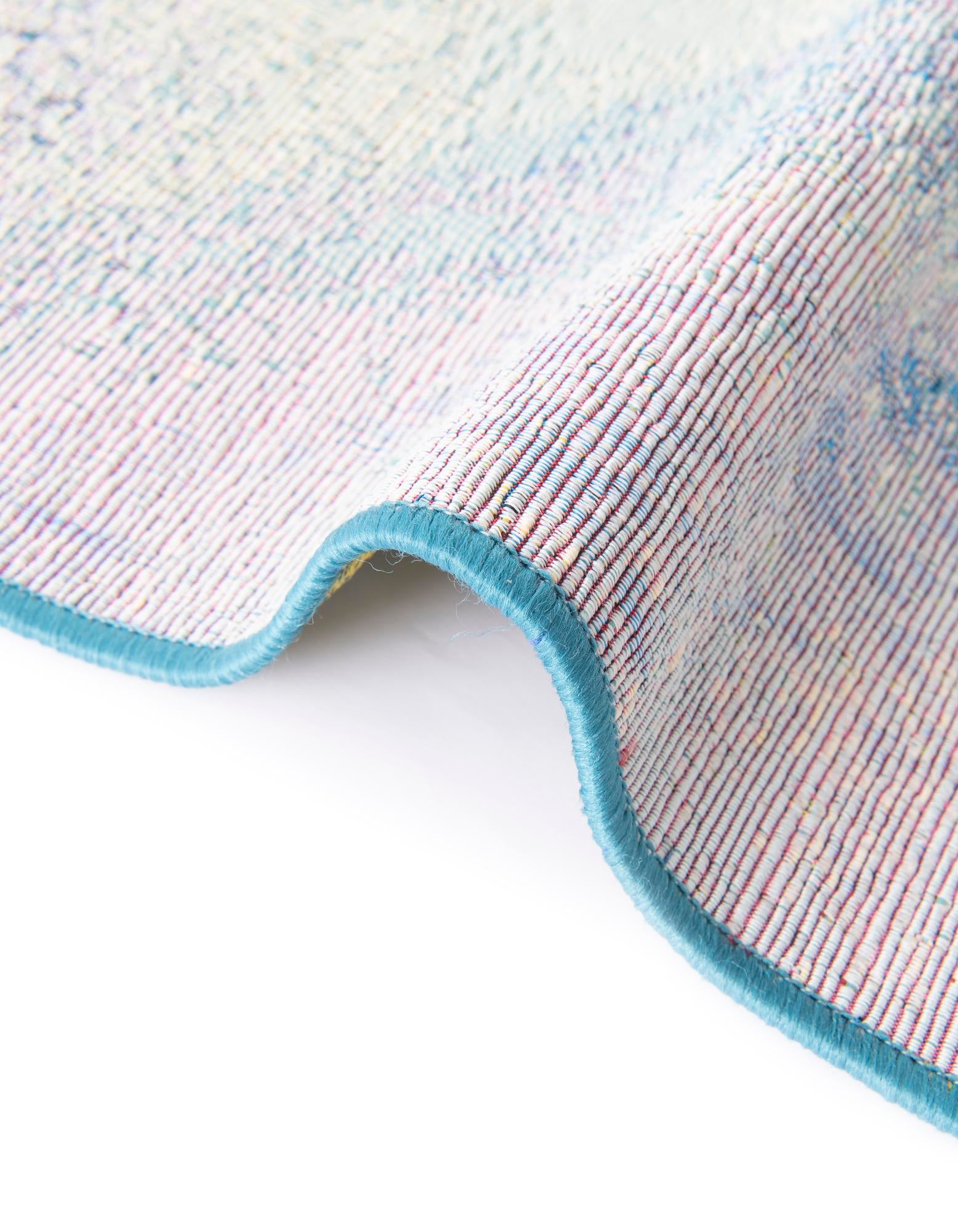 Blue 4' 1 x 4' 1 Modern Indoor / Outdoor Round Rug | Rugs.com