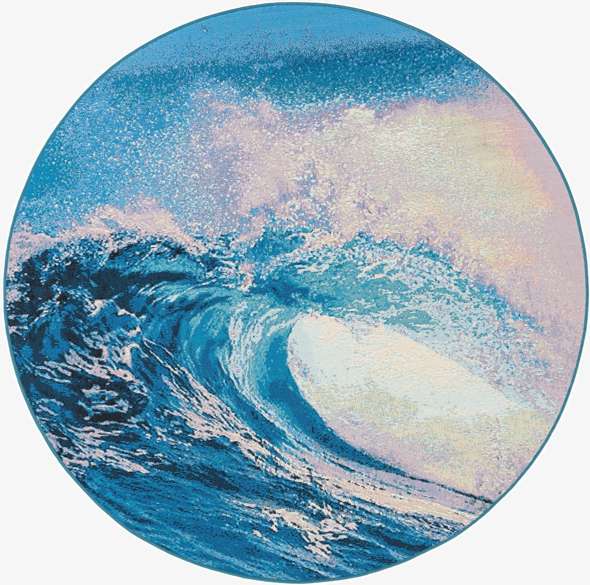  6' 1 x 6' 1  Washable Modern Indoor / Outdoor Round Rug