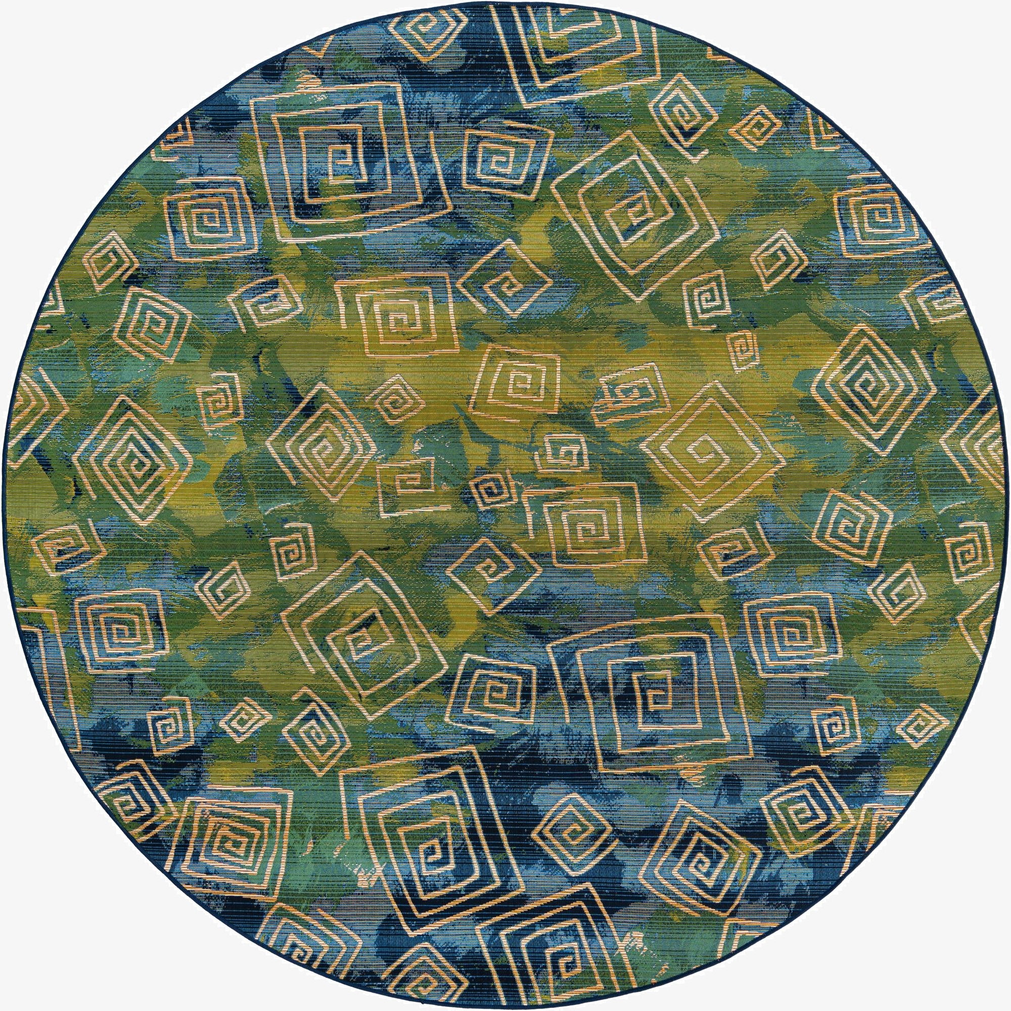  8' x 8'  Washable Modern Indoor / Outdoor Round Rug