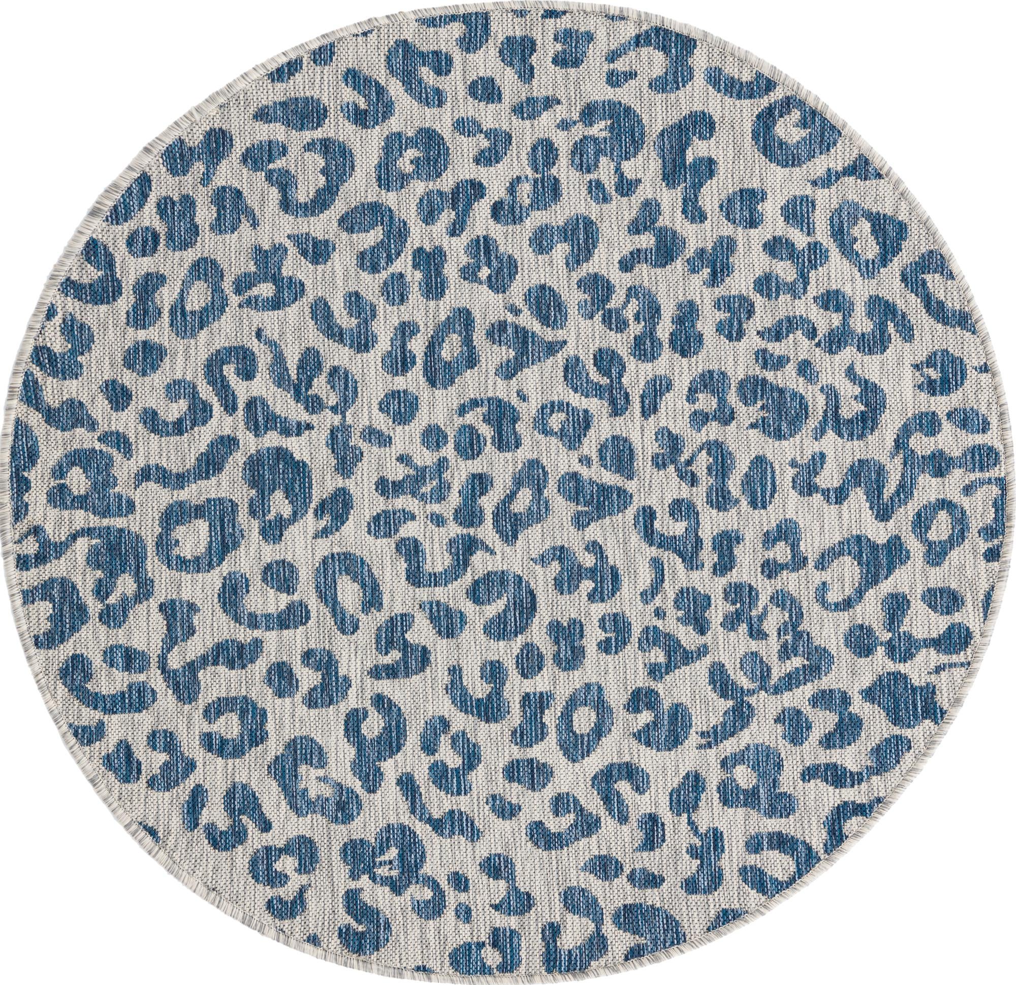  4' x 4'  Washable Safari Indoor / Outdoor Round Rug