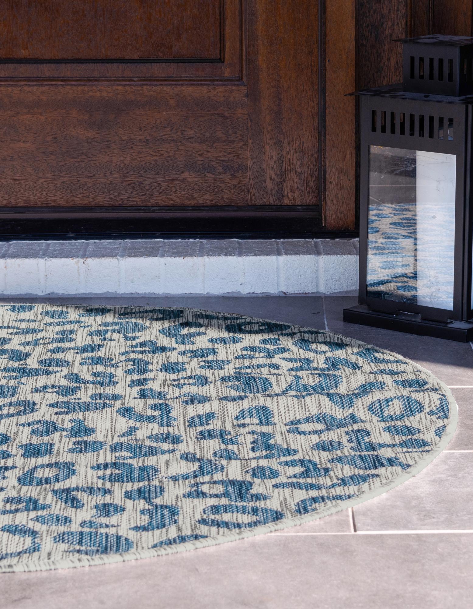 Blue 6' x 6' Safari Indoor / Outdoor Round Rug | Rugs.com