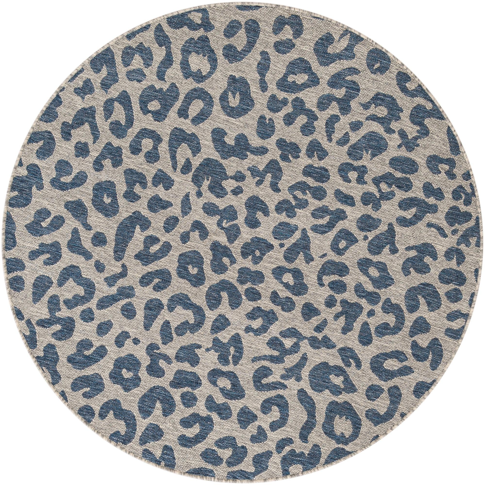  5' 3 x 5' 3  Washable Safari Indoor / Outdoor Round Rug