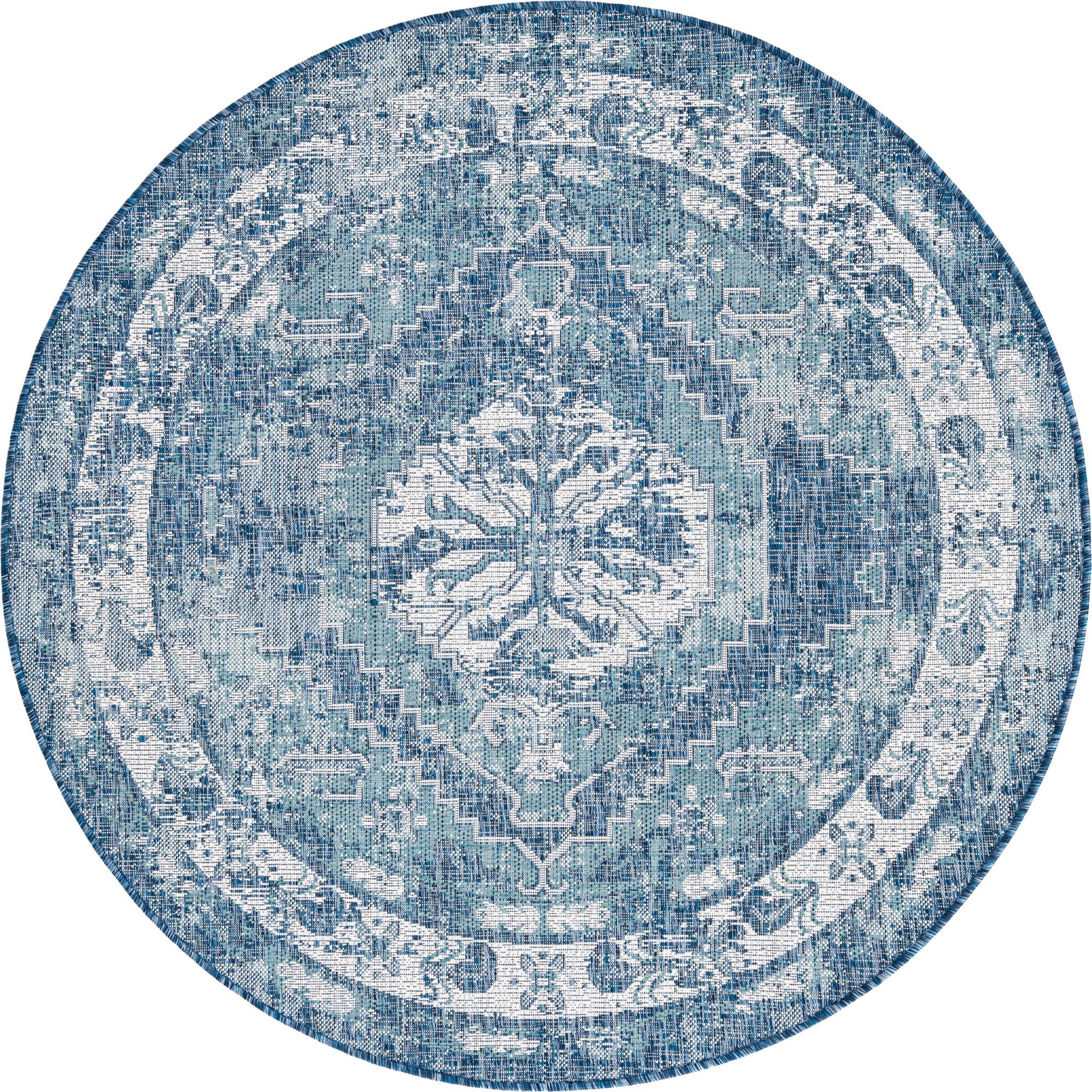  5' 3 x 5' 3  Washable Traditional Indoor / Outdoor Round Rug