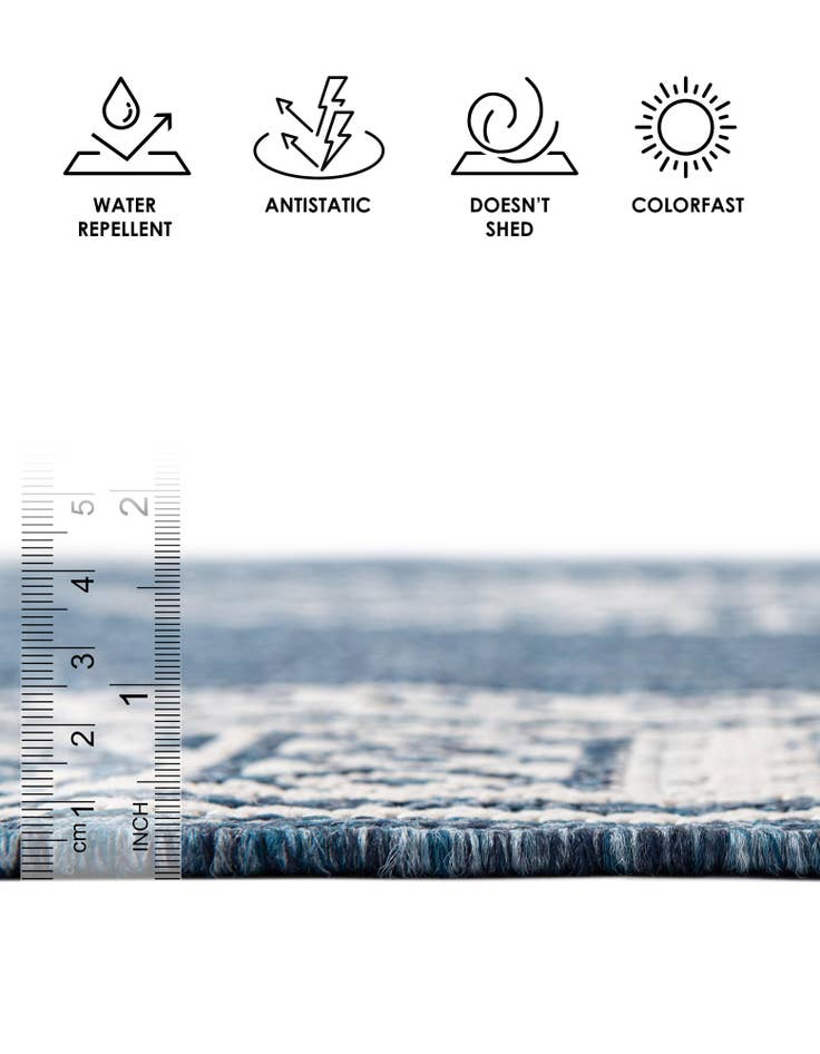 Detail image of  13' x 13'  Washable Traditional Indoor / Outdoor Round Rug