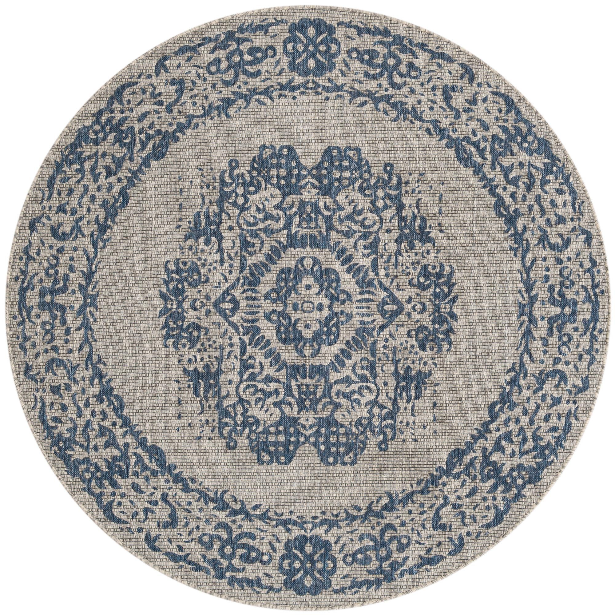  6' x 6'  Washable Traditional Indoor / Outdoor Round Rug