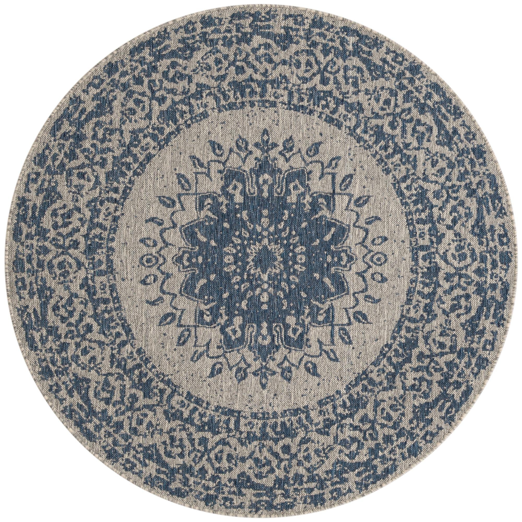  5' 3 x 5' 3  Washable Traditional Indoor / Outdoor Round Rug