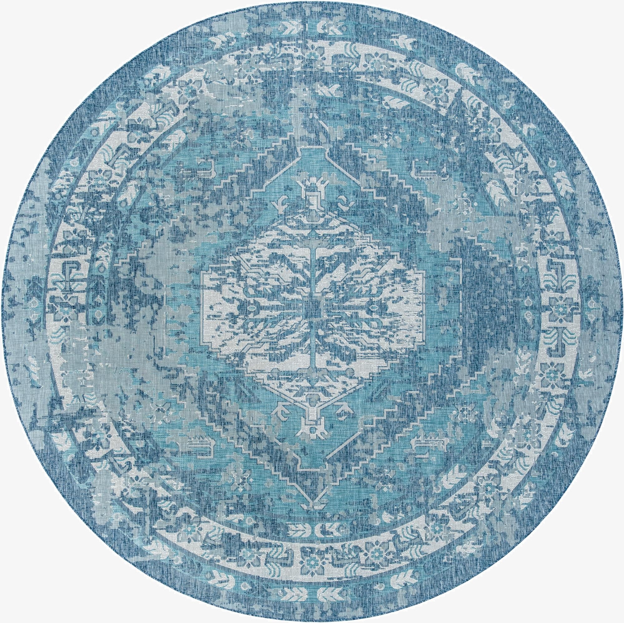 Primary image  13' x 13'  Washable Traditional Indoor / Outdoor Round Rug