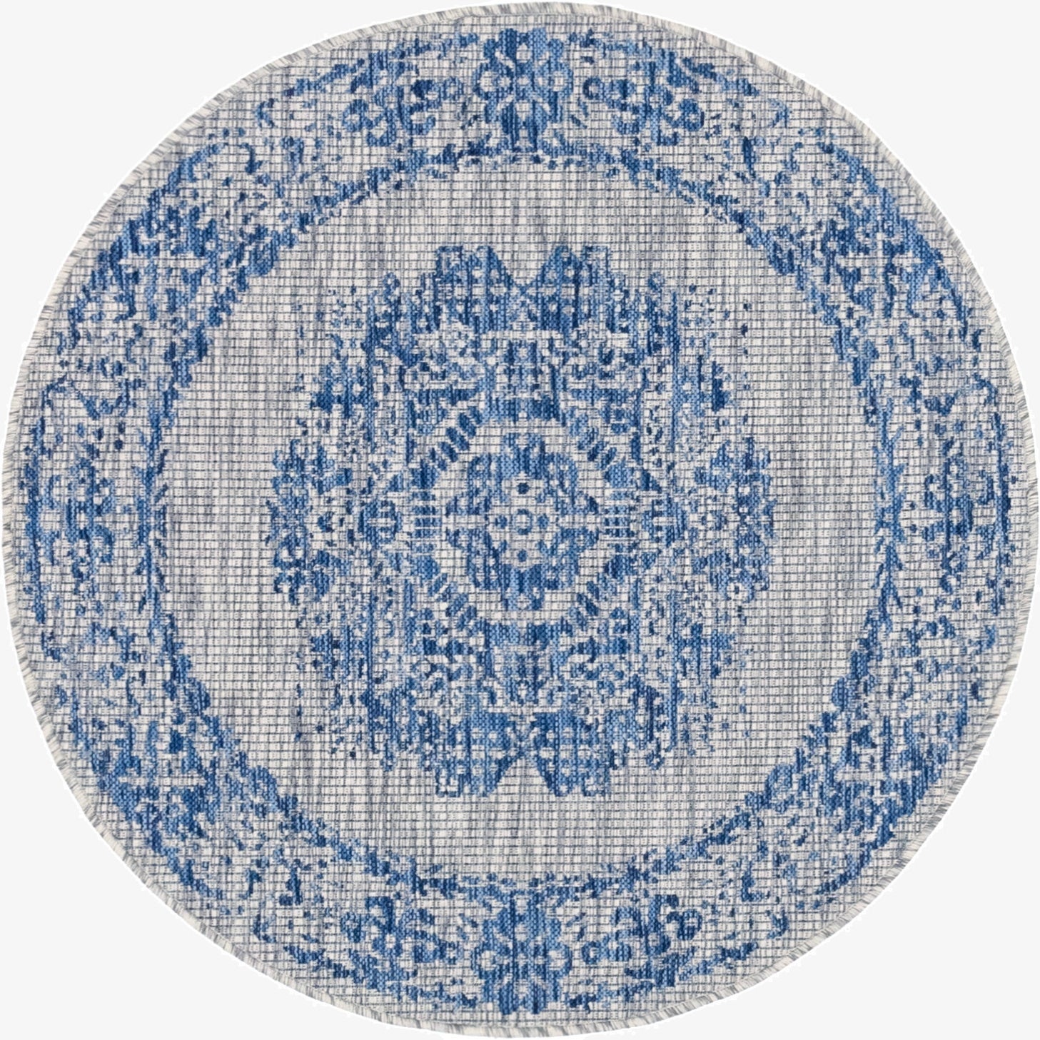  4' x 4'  Washable Traditional Indoor / Outdoor Round Rug