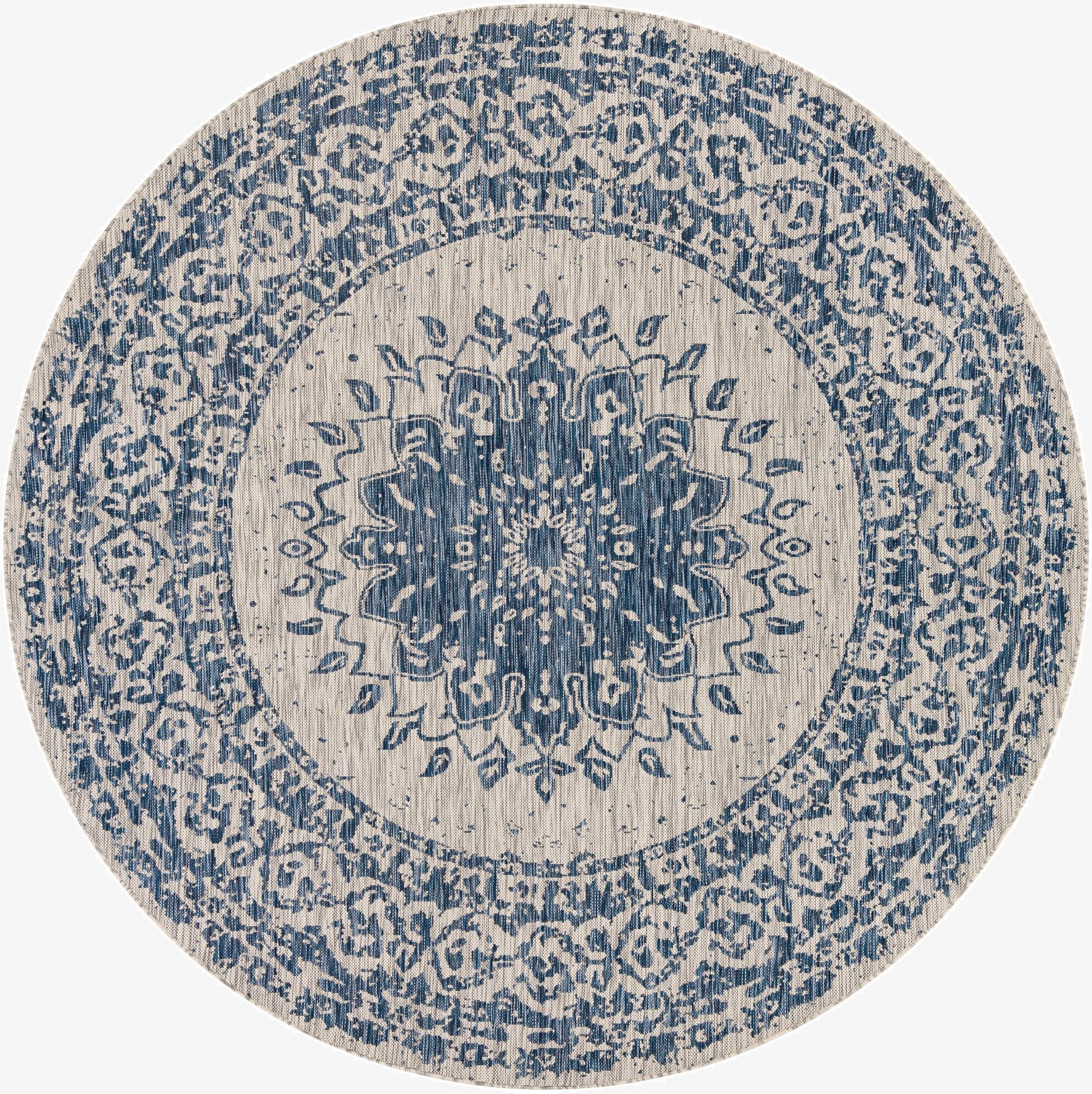 Primary image  7' 10 x 7' 10  Washable Traditional Indoor / Outdoor Round Rug
