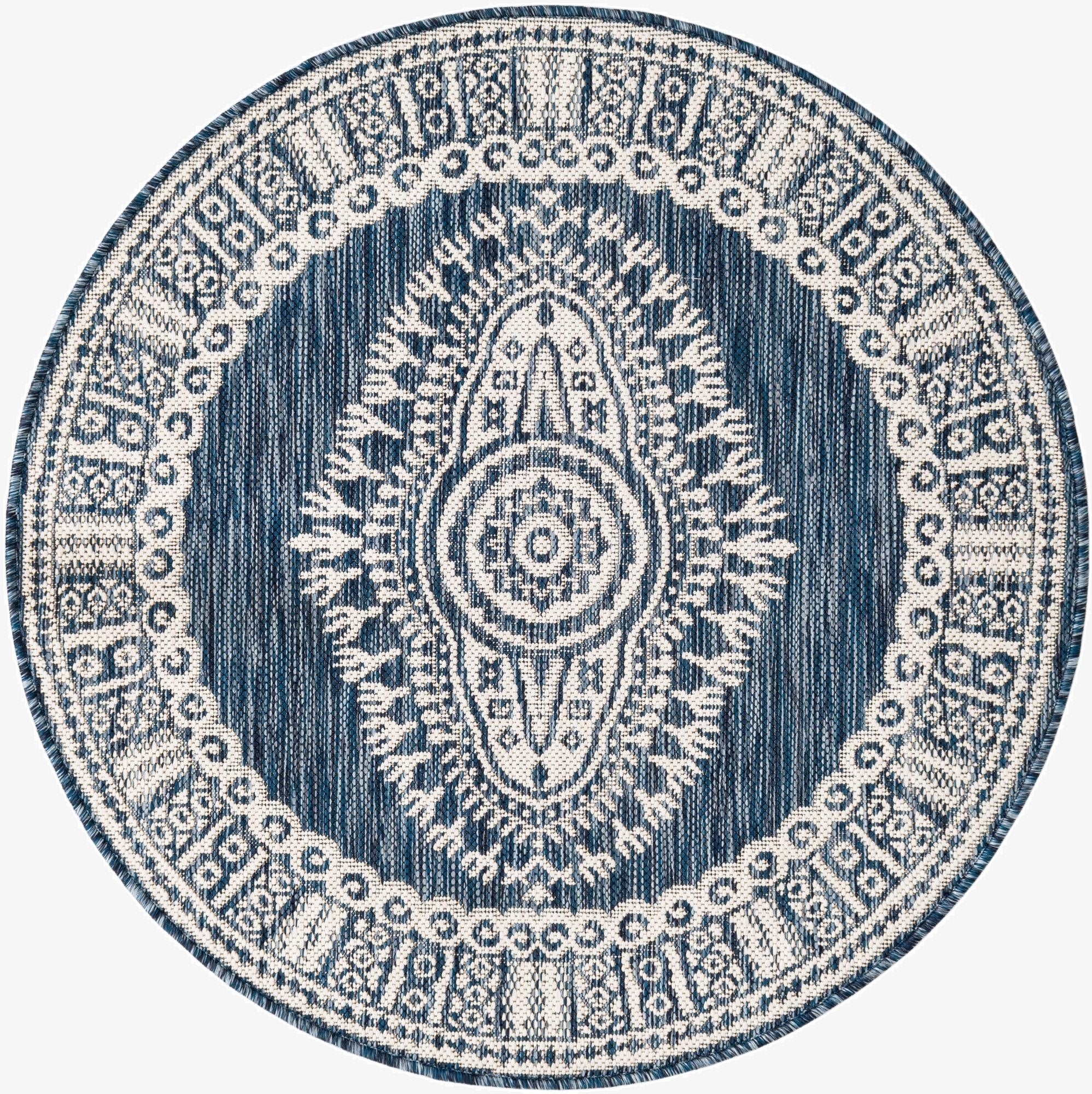  3' x 3'  Washable Traditional Indoor / Outdoor Round Rug