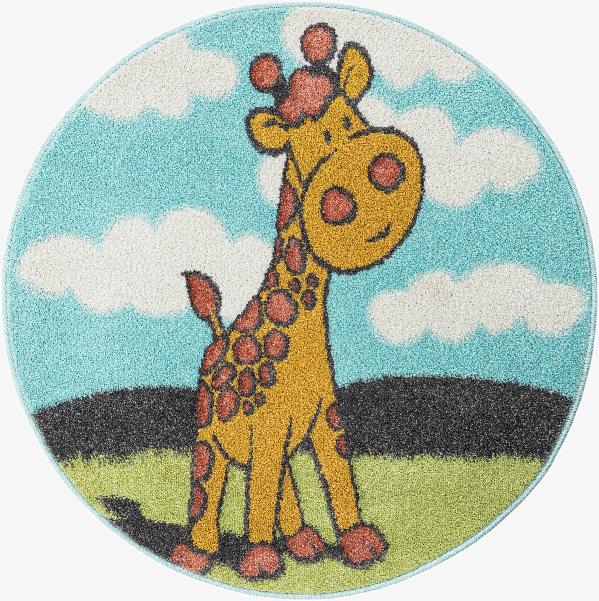  3' 3 x 3' 3 Giraffe Whimsy Kids Round Rug