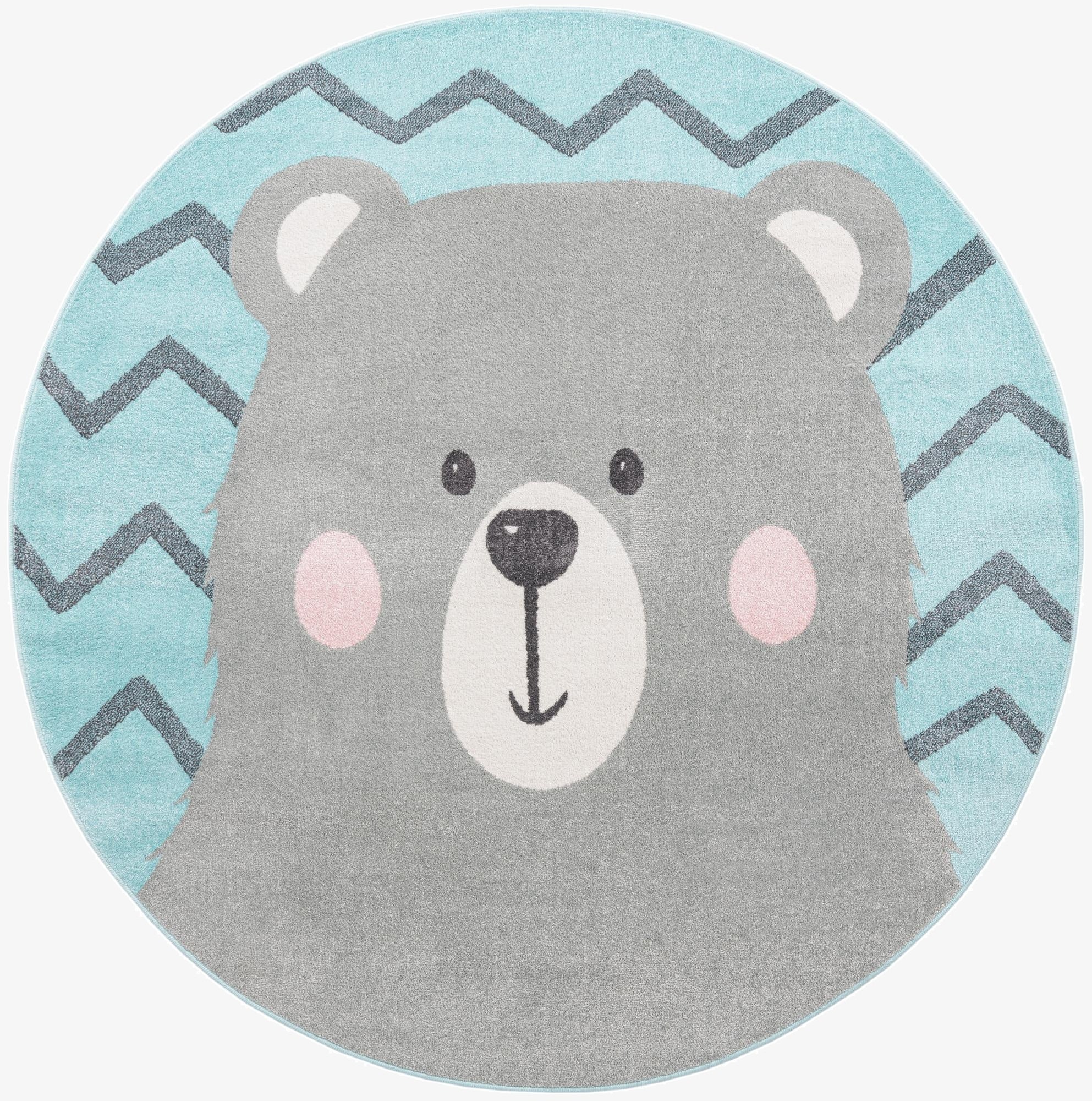  7' 10 x 7' 10 Bear Whimsy Kids Round Rug
