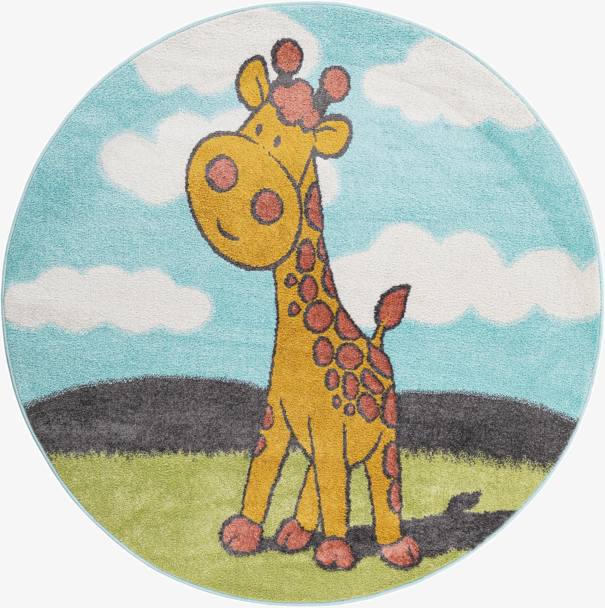  5' 1 x 5' 1 Giraffe Whimsy Kids Round Rug
