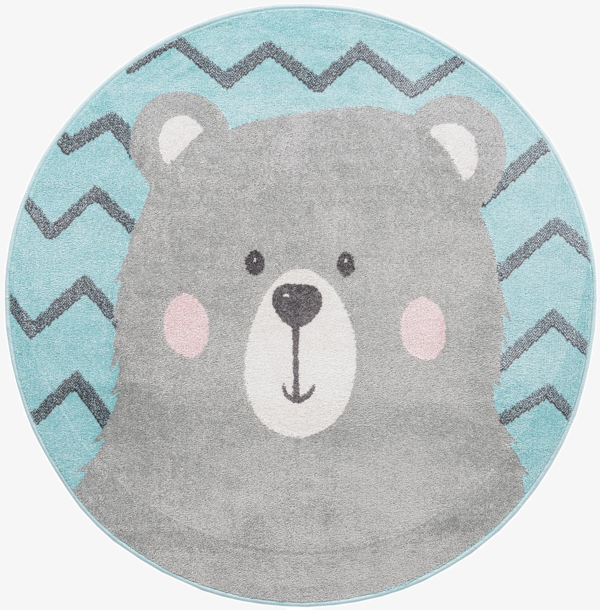  5' 3 x 5' 3 Bear Whimsy Kids Round Rug