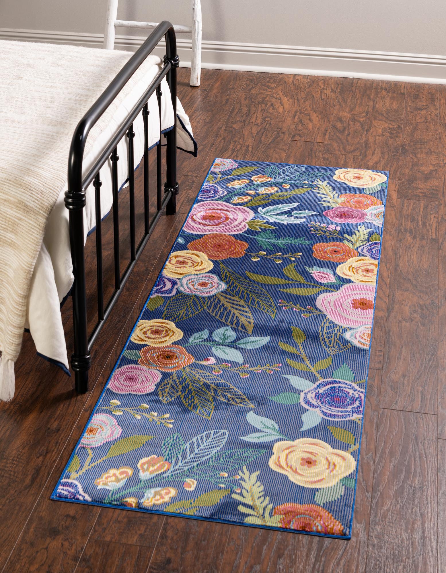 Blue 2' x 4' Blossom Runner Rug | Rugs.com