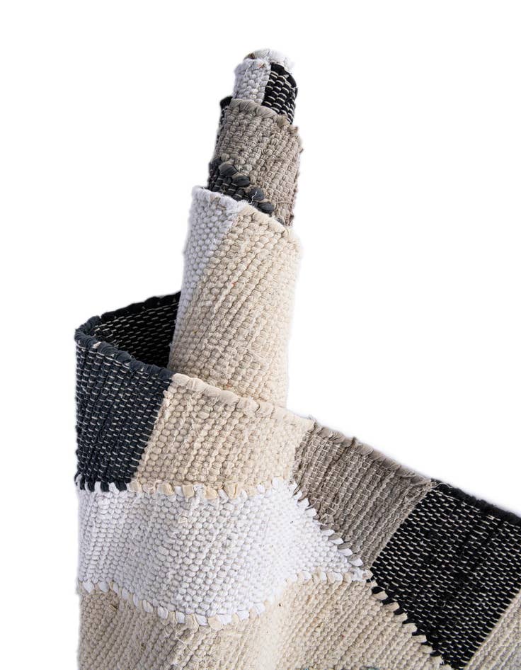 Detail image of  2' x 6' 1  Hand Braided Chindi Cotton Runner Rug