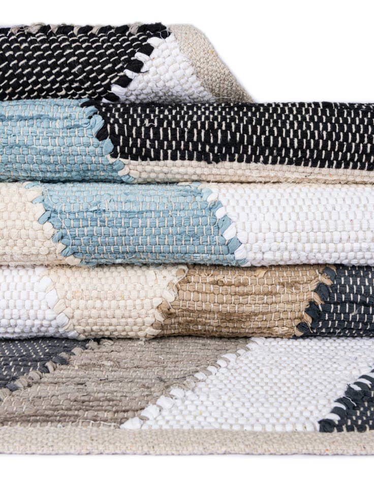 Detail image of  2' x 6' 1  Hand Braided Chindi Cotton Runner Rug