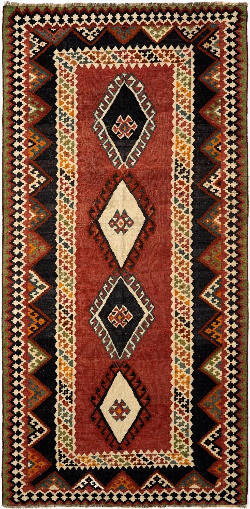  4' 6 x 9' 9  Hand Knotted Ghashghai Persian Runner Rug