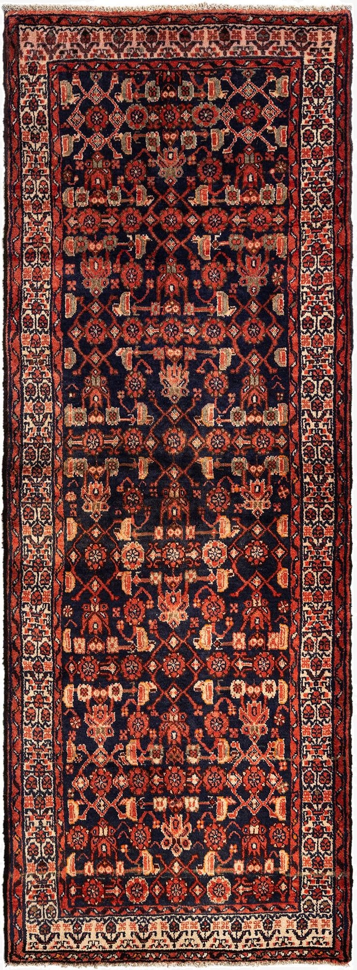  3' 7 x 10' 1 Hamedan Wool Runner Rug