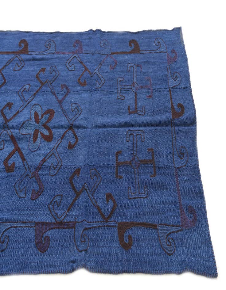 Detail image of  3' 7 x 8' 8  Hand Woven Kilim Suzani Wool Runner Rug