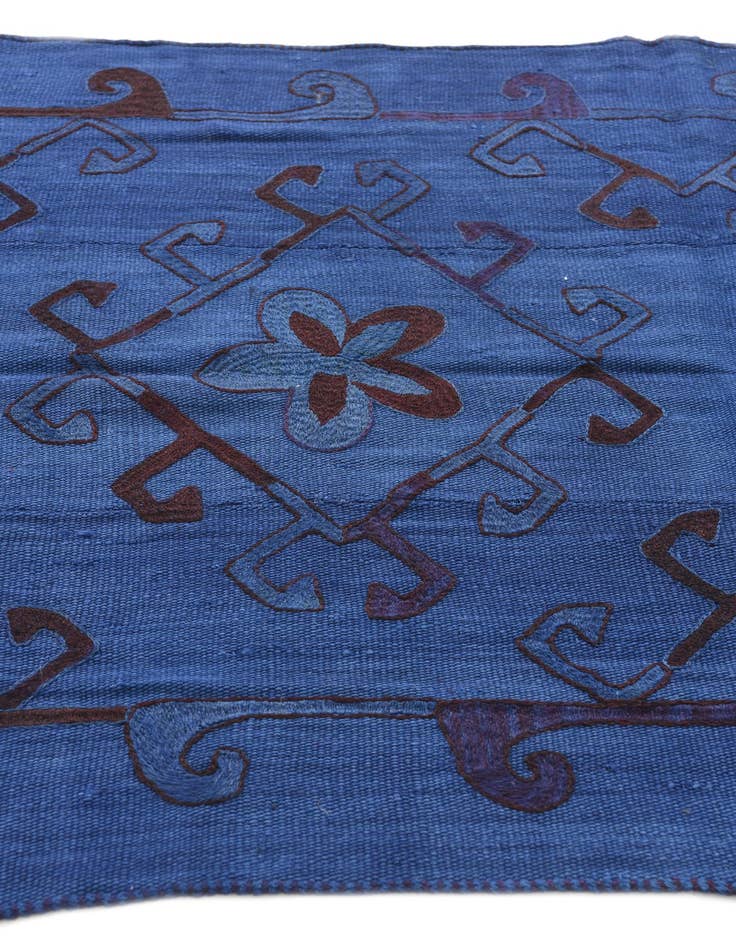 Detail image of  3' 7 x 8' 8  Hand Woven Kilim Suzani Wool Runner Rug