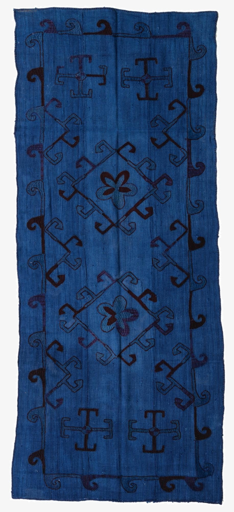  3' 7 x 8' 8  Hand Woven Kilim Suzani Wool Runner Rug