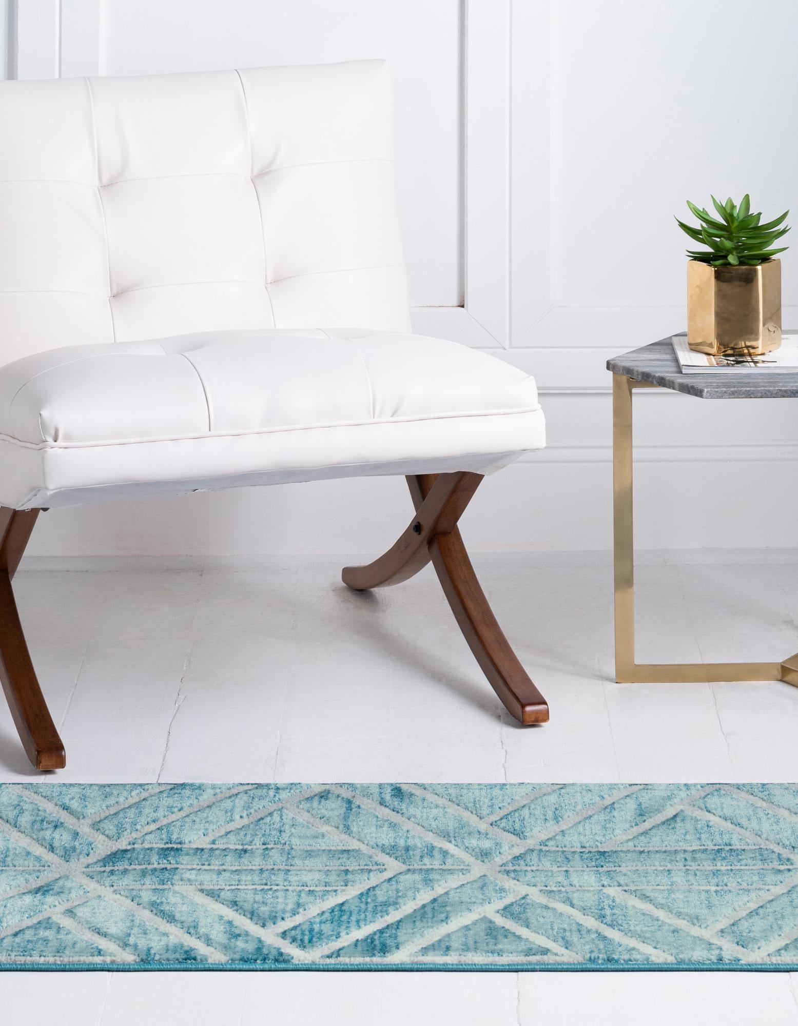 Blue 3' x 10' Lattice Trellis Runner Rug | Rugs.com