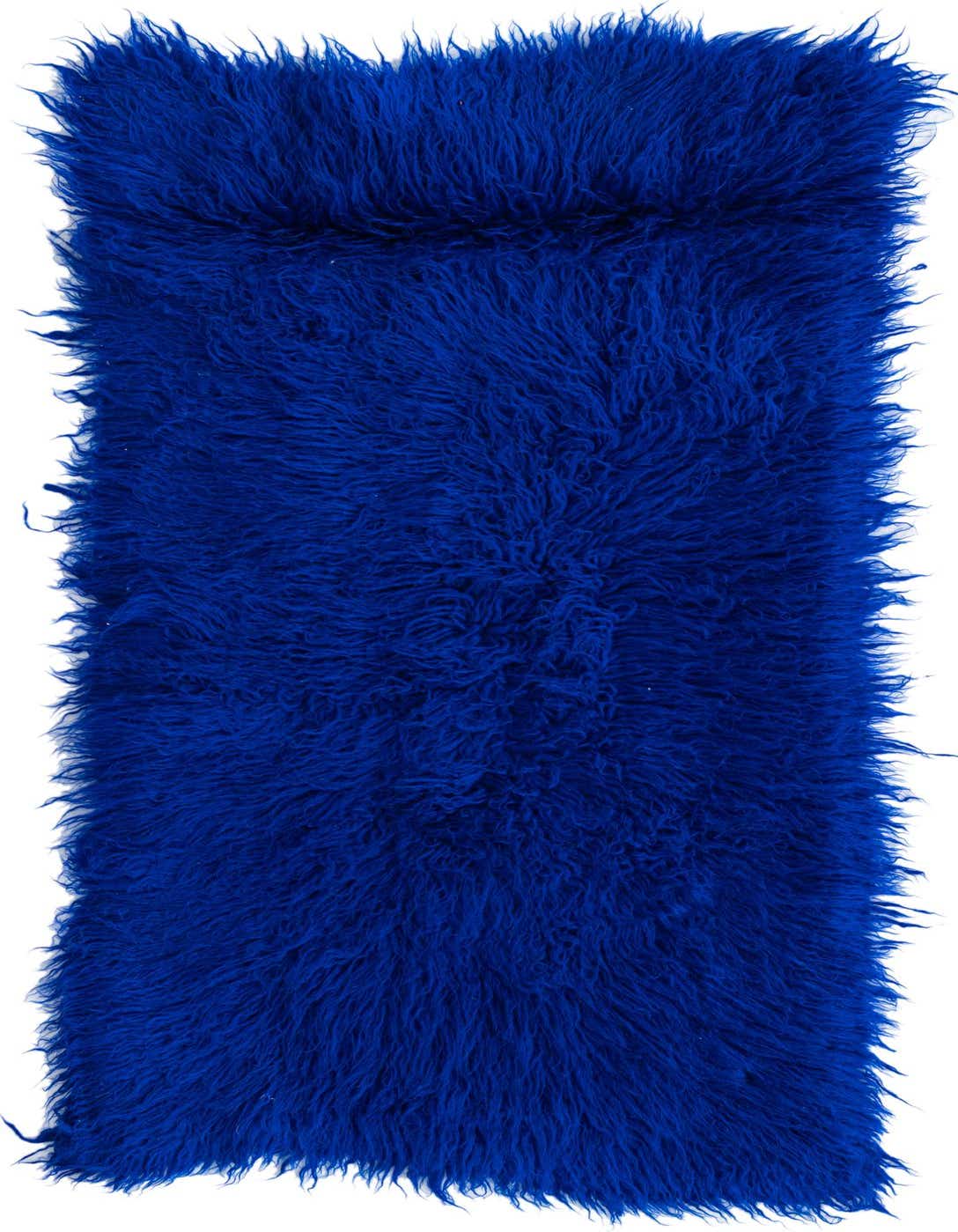 A vibrant blue 5 ft shag runner rug with a plush, shaggy texture, ideal for a hallway.