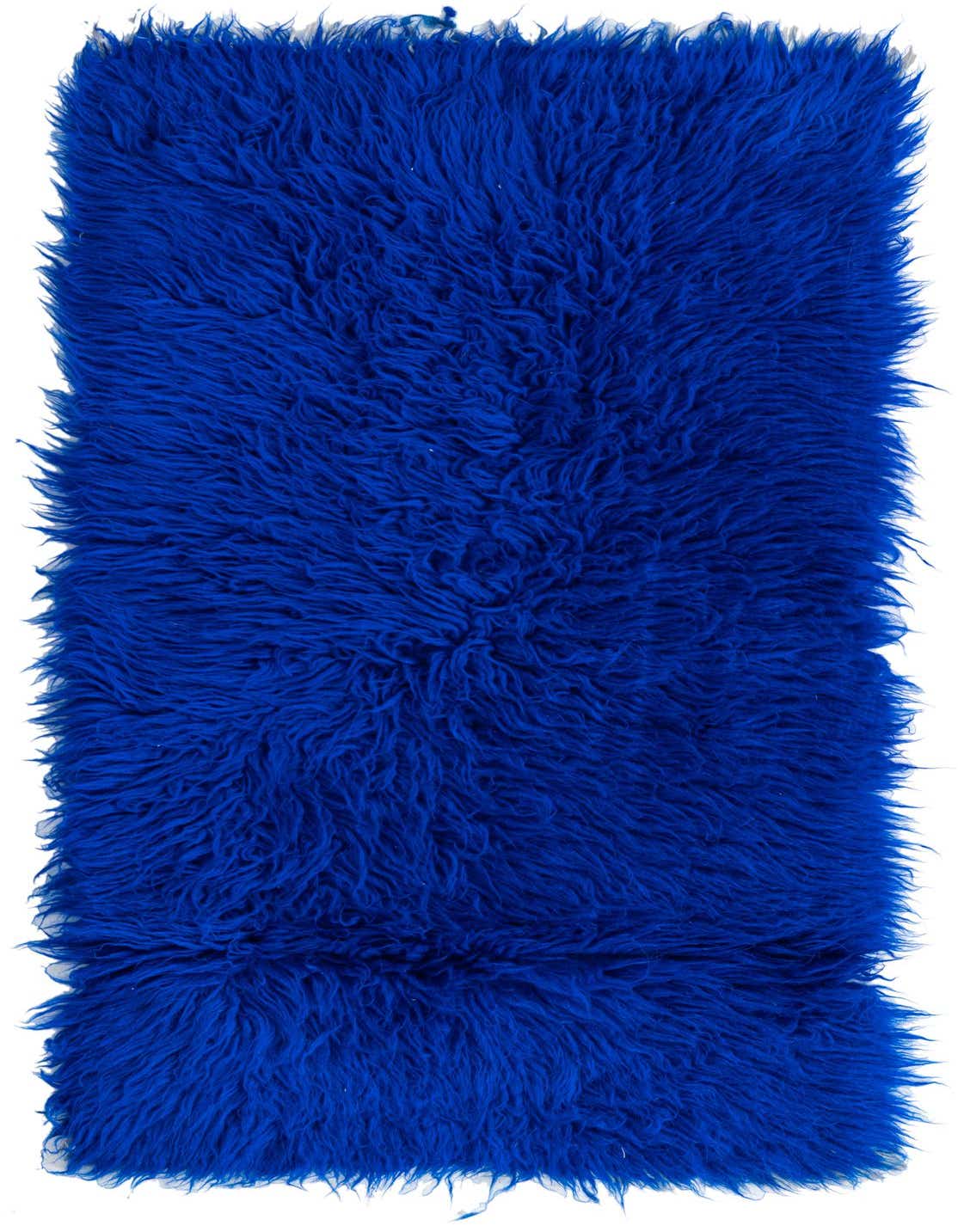 A vibrant blue 4 ft runner rug with a plush, shaggy texture, ideal for adding a pop of color to a hallway.