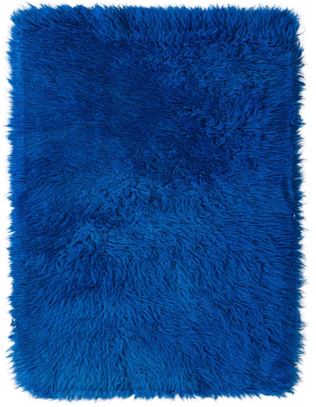 A vibrant blue 5 ft runner rug with a plush shag pile, perfect for a hallway.