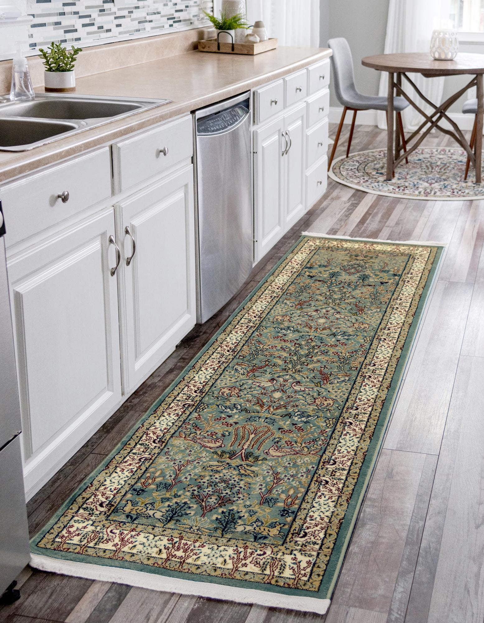 Blue 2' x 6' Nain Design Runner Rug | Rugs.com