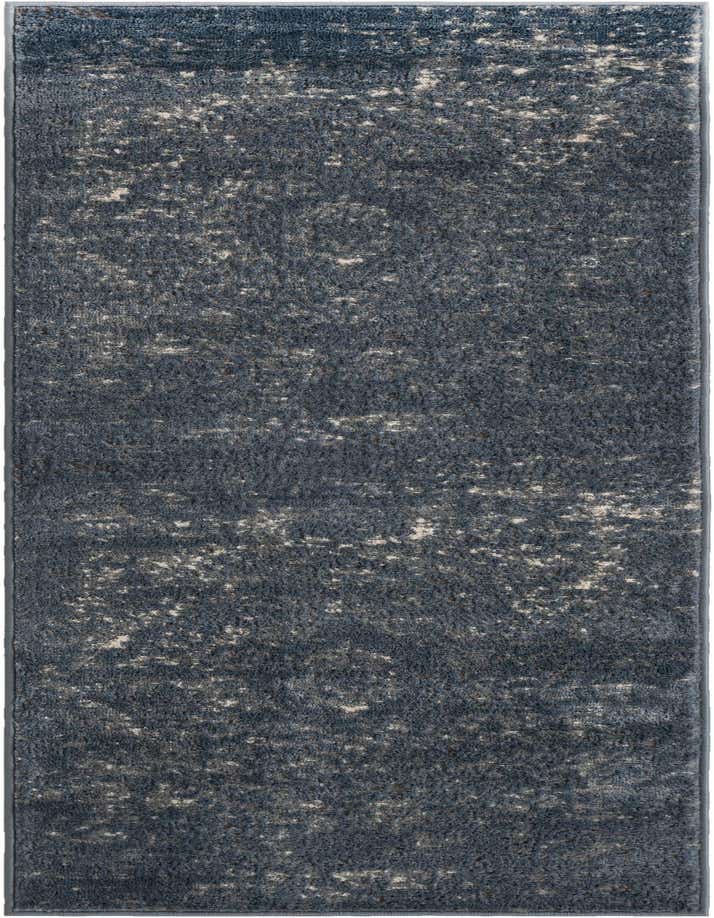 A 6 ft runner rug in shades of blue with a distressed, shabby-chic pattern, perfect for a hallway.