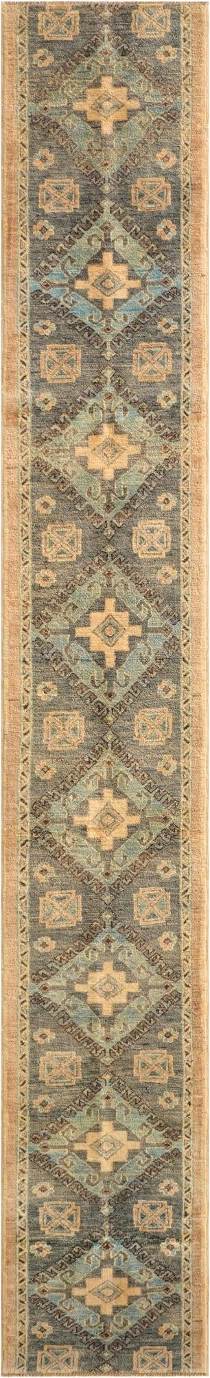  1' 10 x 11' 10  Hand Knotted Oushak Wool Runner Rug