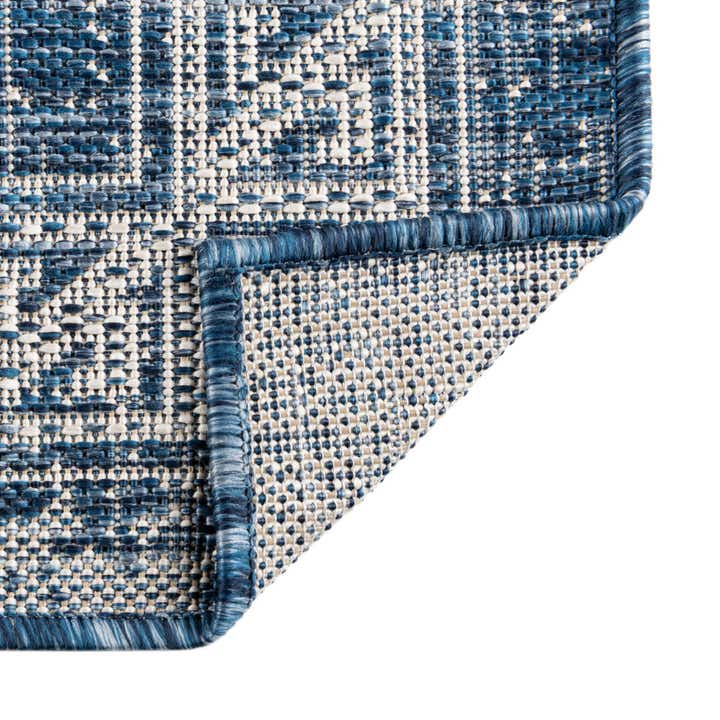 Blue 2' 7 x 12' Aztec Outdoor Runner Rug | Rugs.com