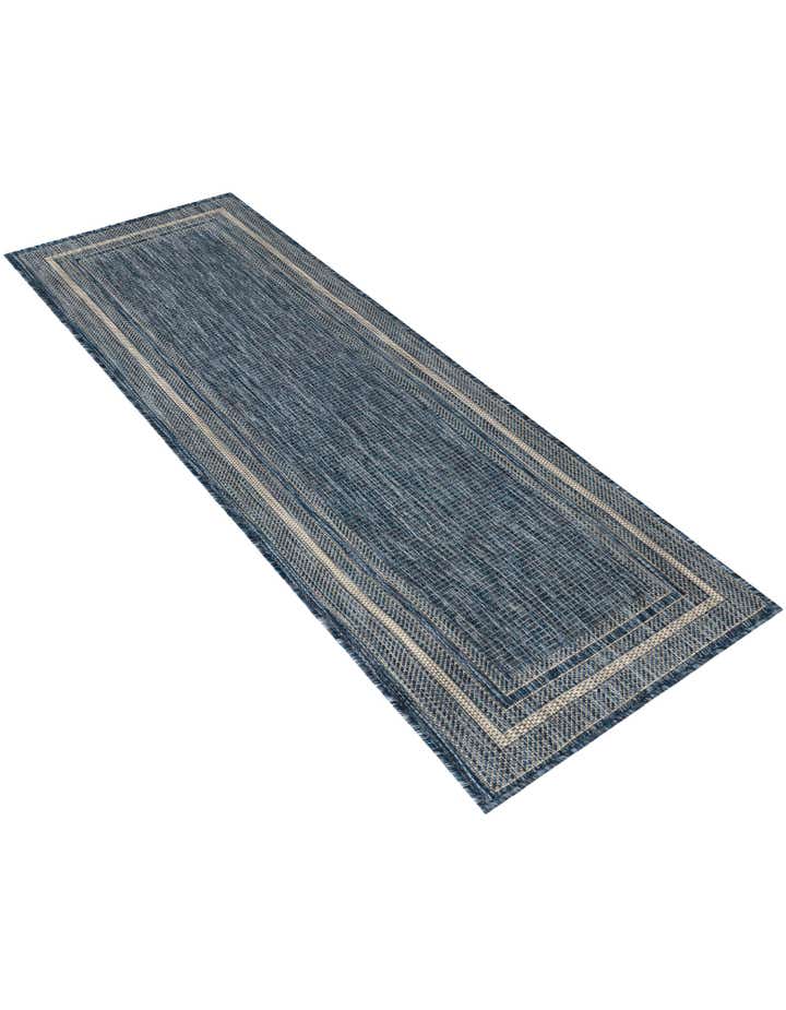 Blue 2' x 6' Border Indoor / Outdoor Runner Rug | Rugs.com