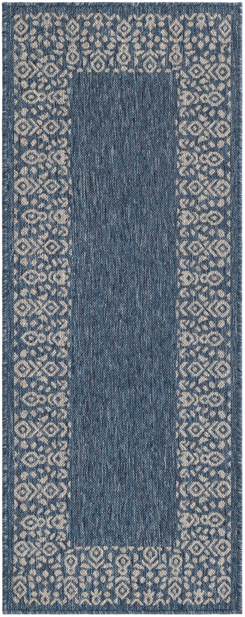  2' x 5'  Washable Border Indoor / Outdoor Runner Rug