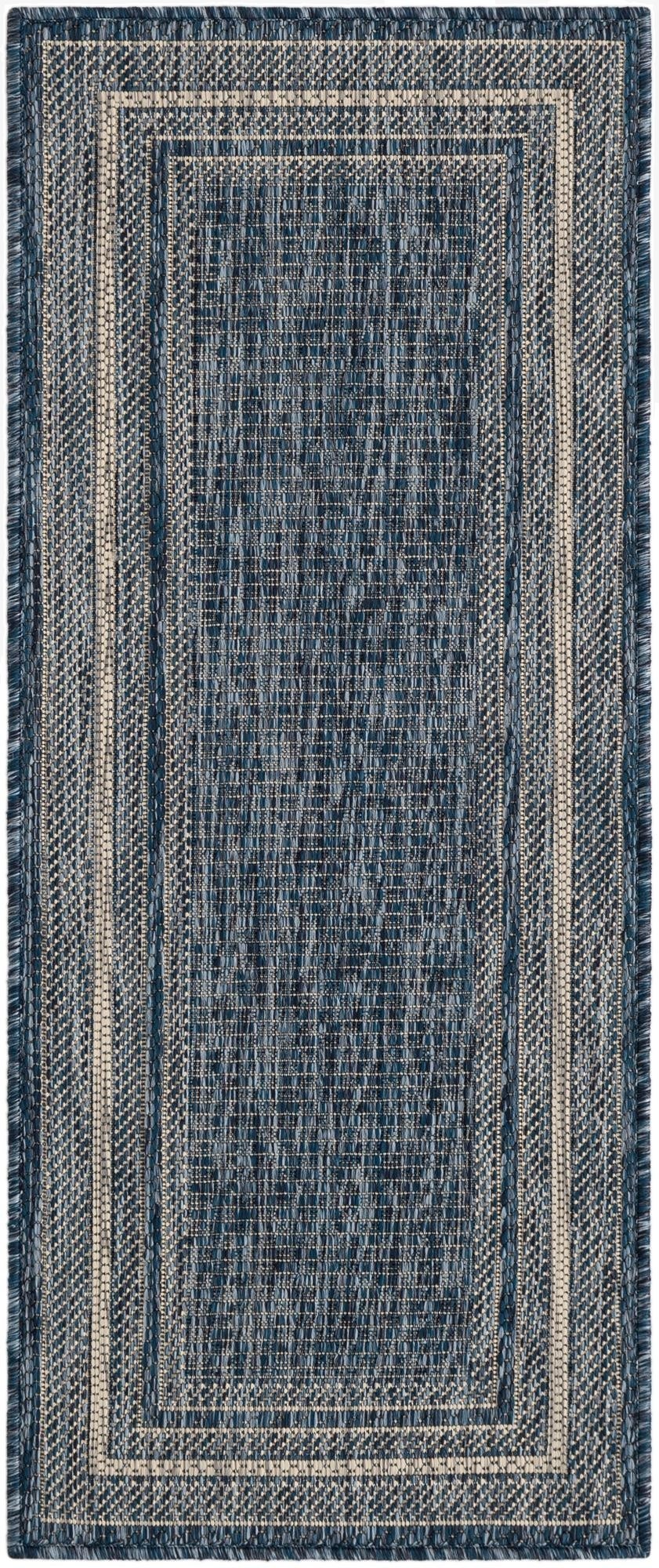  1' 6 x 3' 10  Washable Border Indoor / Outdoor Runner Rug