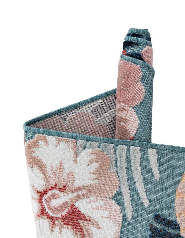 Detail image of  2' 2 x 6'  Washable Botanical Indoor / Outdoor Runner Rug