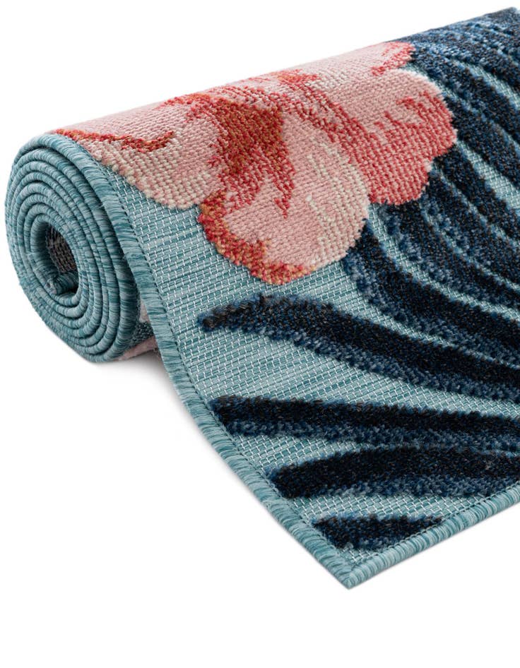 Detail image of  2' 2 x 6'  Washable Botanical Indoor / Outdoor Runner Rug