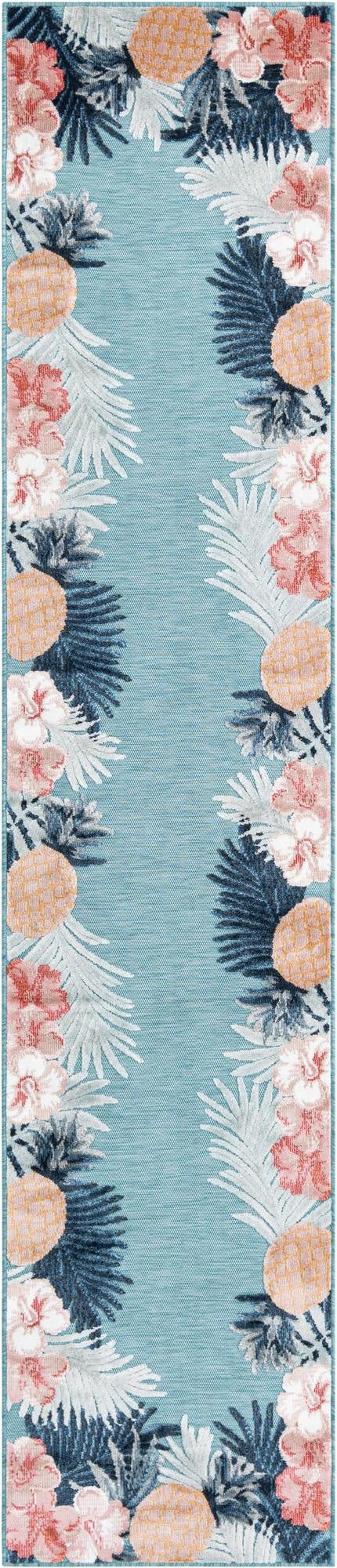  2' 7 x 12'  Washable Botanical Indoor / Outdoor Runner Rug