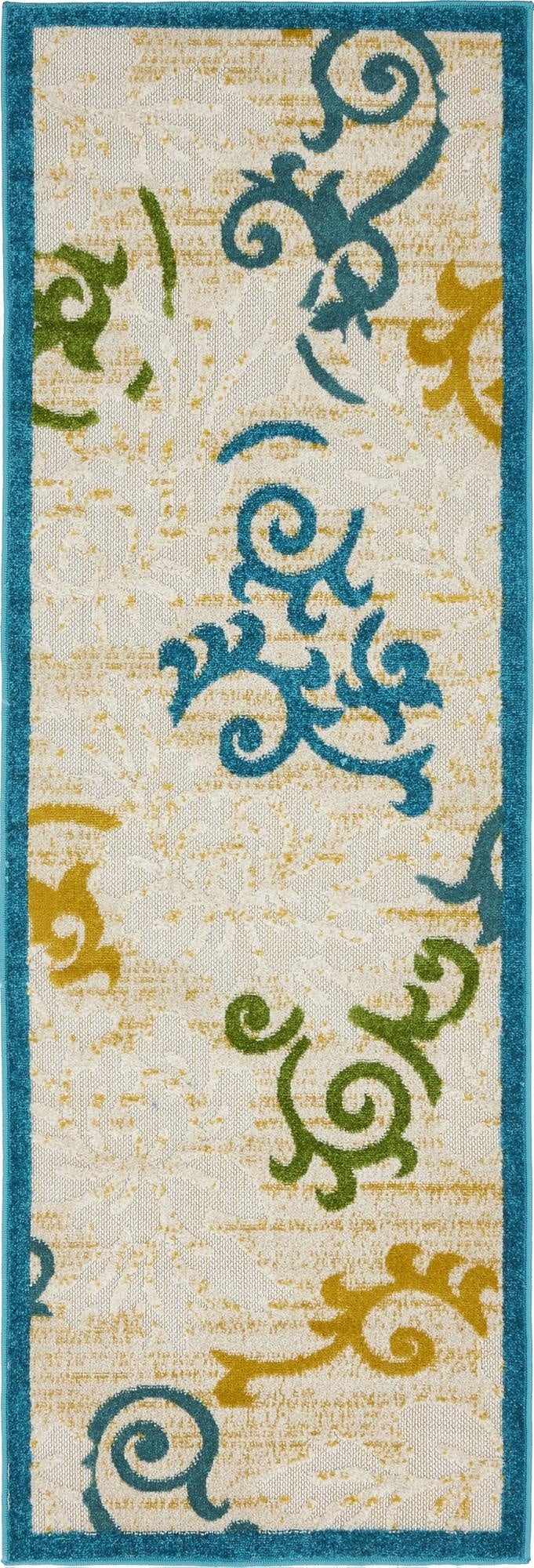  2' x 6'  Washable Botanical Indoor / Outdoor Runner Rug