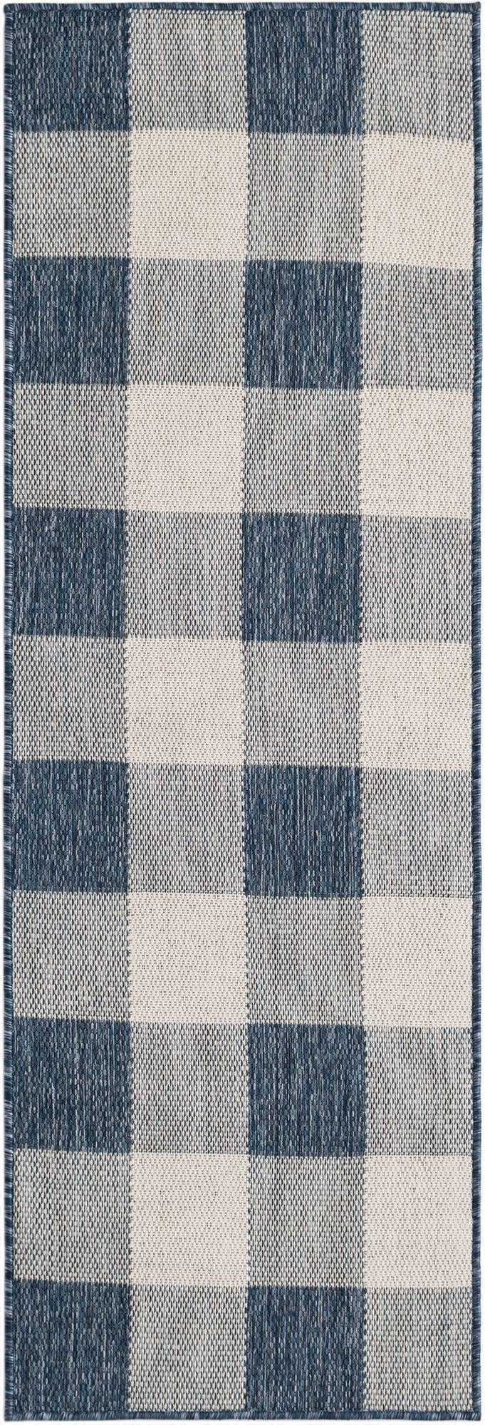  2' x 6'  Washable Checkered Indoor / Outdoor Runner Rug