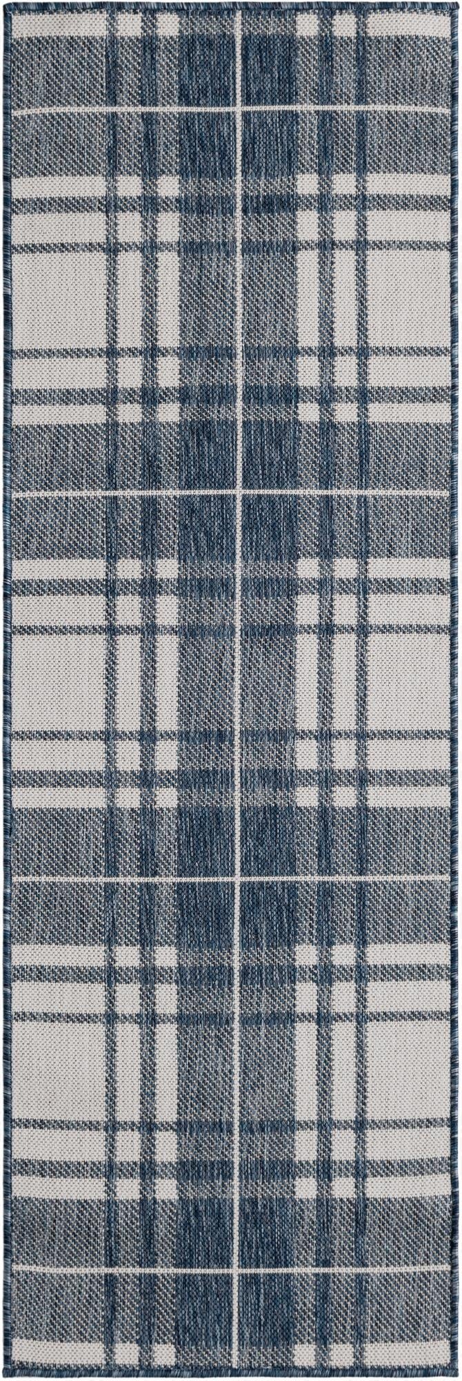  2' x 6'  Washable Checkered Indoor / Outdoor Runner Rug