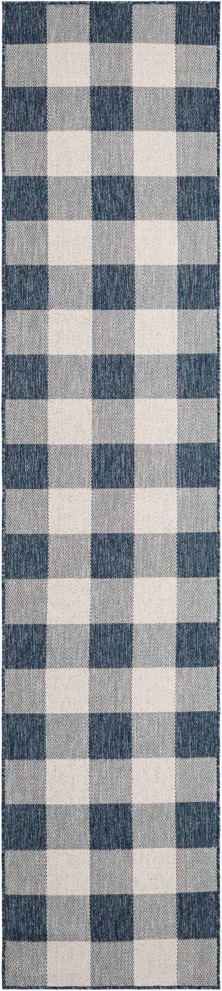  2' 7 x 12'  Washable Checkered Indoor / Outdoor Runner Rug