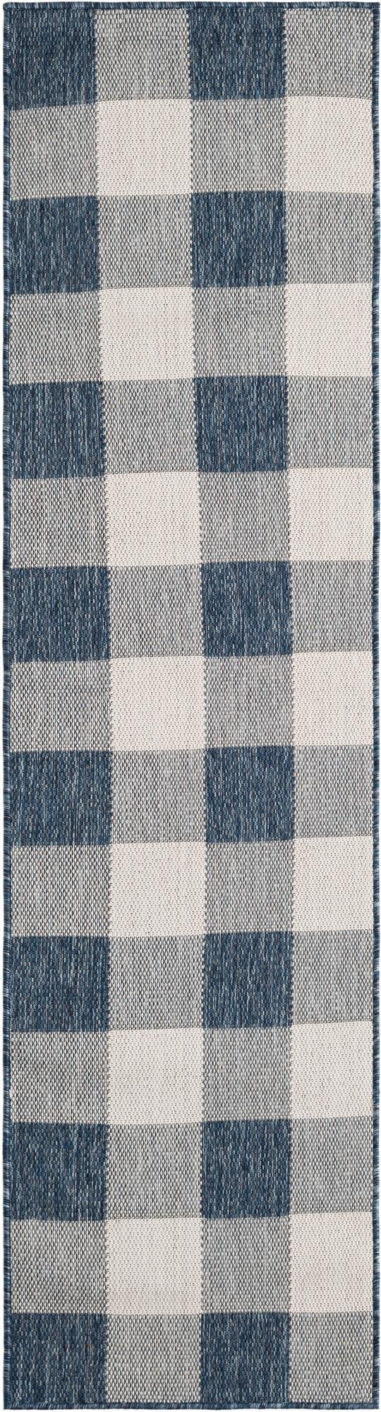  2' x 8'  Washable Checkered Indoor / Outdoor Runner Rug