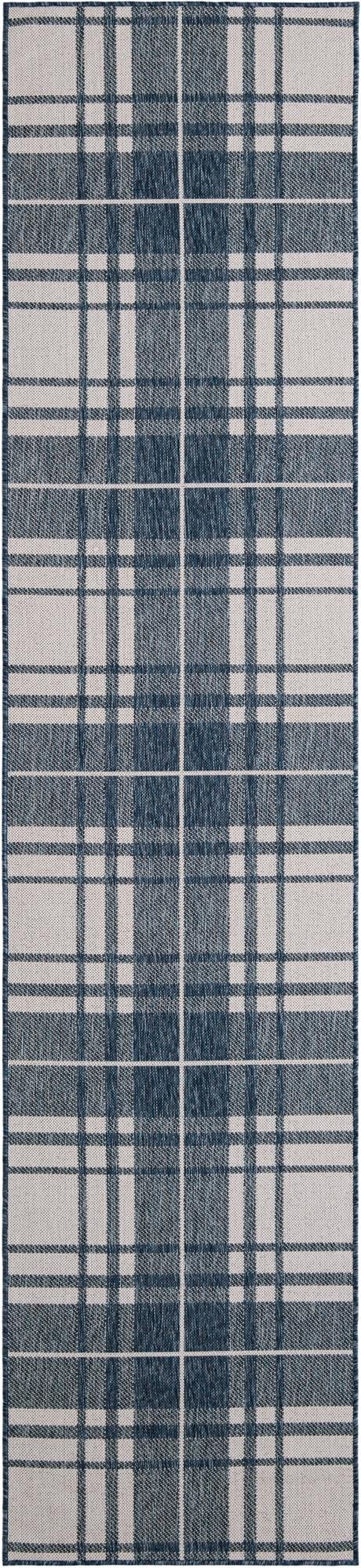  2' 7 x 12'  Washable Checkered Indoor / Outdoor Runner Rug